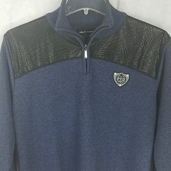 ALBERTO CARDINALI Men’s Pullovers sweater quarter zipper Sz L - Picture 5 of 13